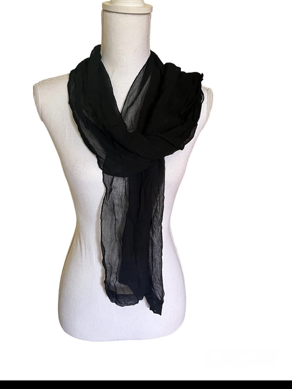 Vintage Japanese Sheer Black Scarf - Picture 4 of 9